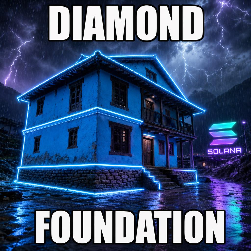 Neon outlined blue house in a storm meme